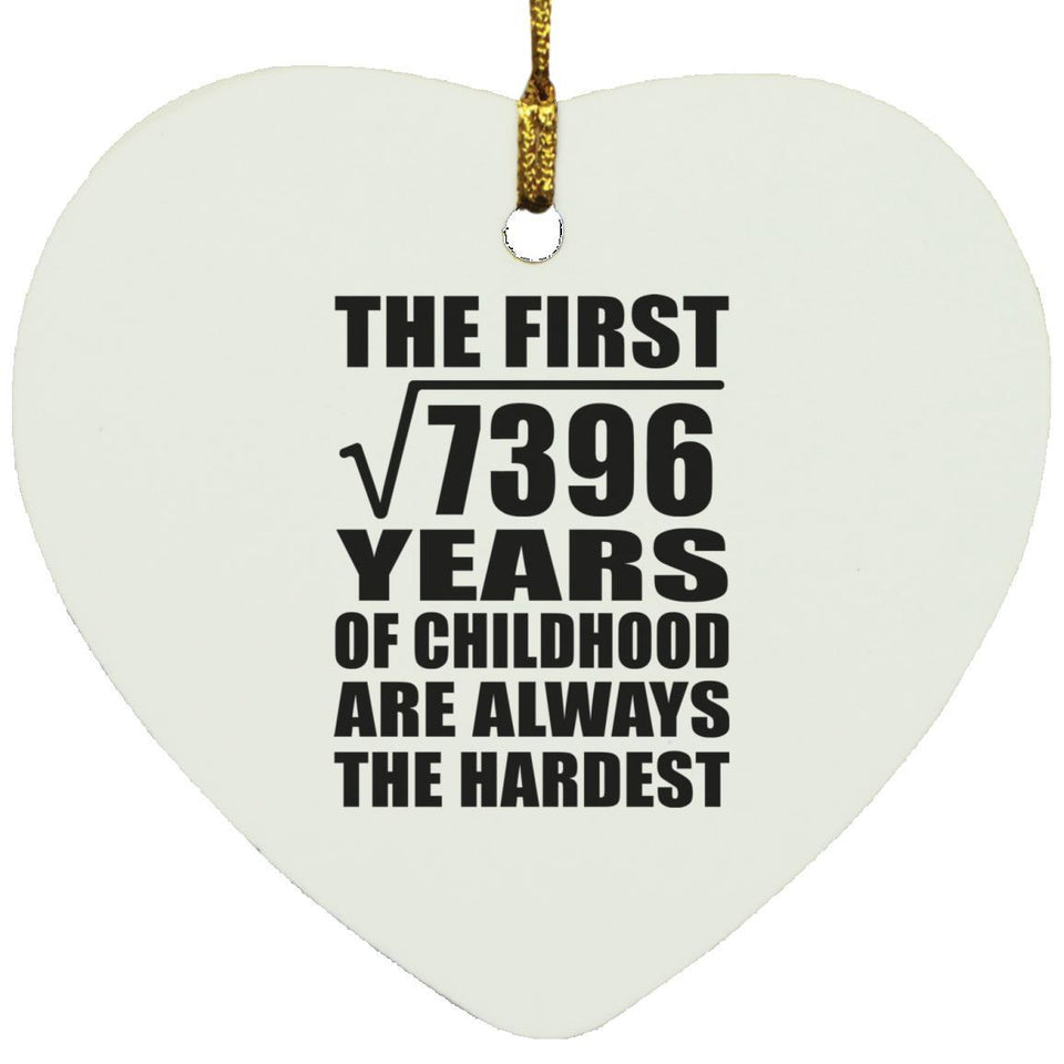 86th Birthday Square Root of 7396 Years of Childhood - Heart Ornament