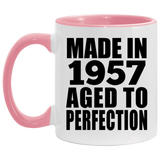 67th Birthday Made In 1957 Aged to Perfection - 11oz Accent Mug Pink