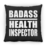 Badass Health Inspector - Throw Pillow Black