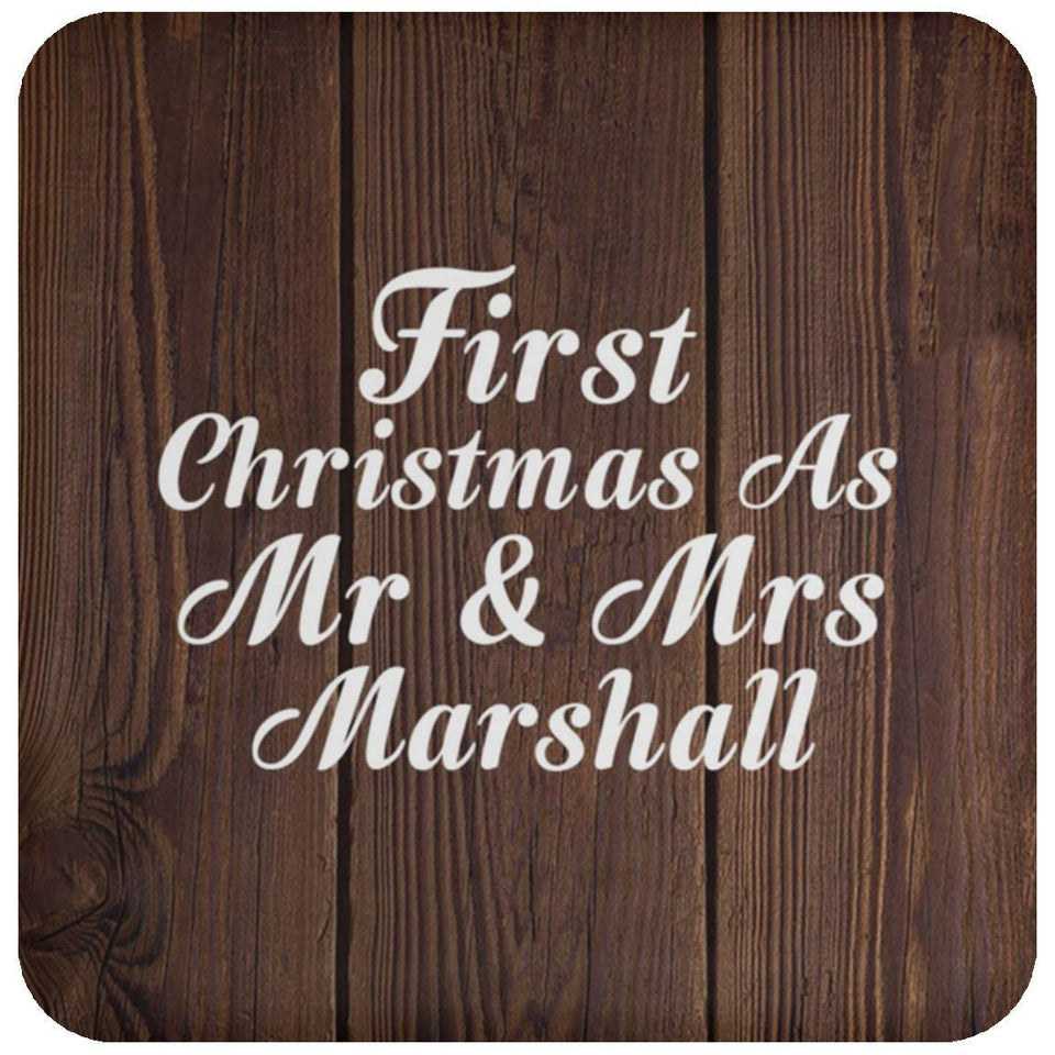 First Christmas As Mr & Mrs Marshall - Drink Coaster D