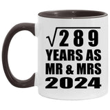 17th Anniversary Square Root of 289 Years As Mr & Mrs 2024 - 11oz Accent Mug Black