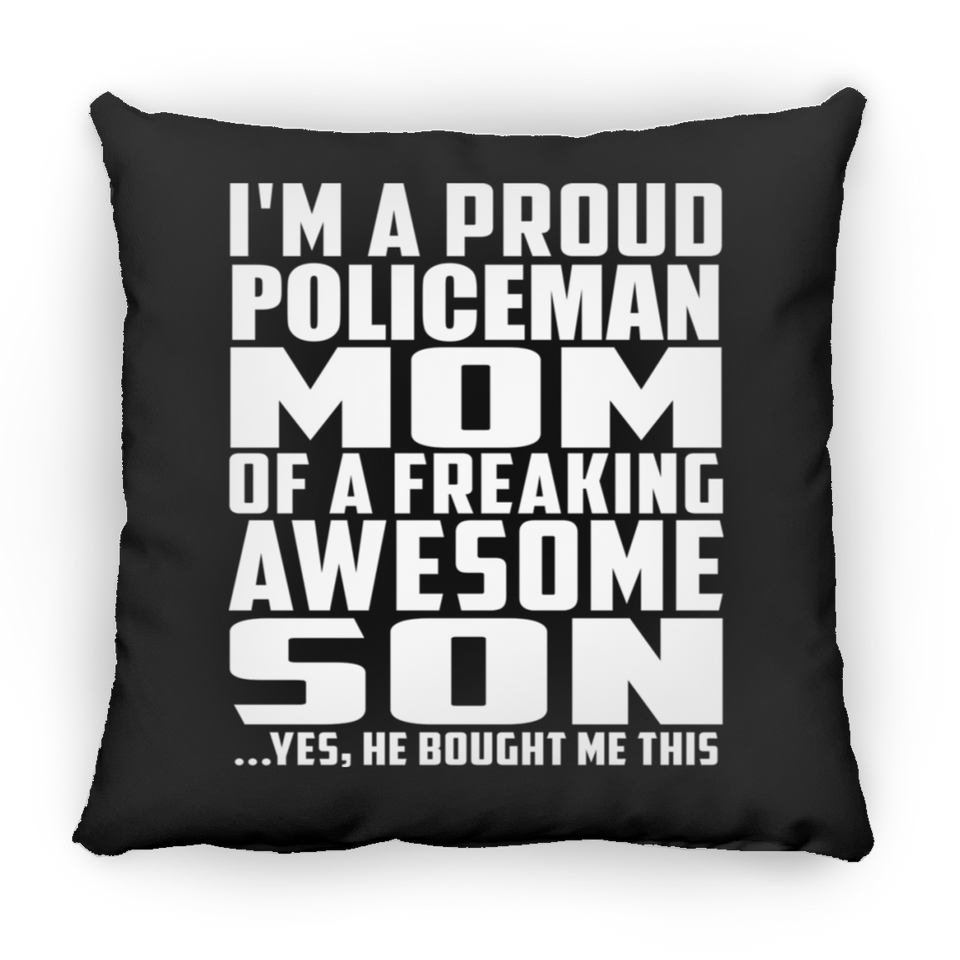 Proud Policeman Mom Of Awesome Son - Throw Pillow Black