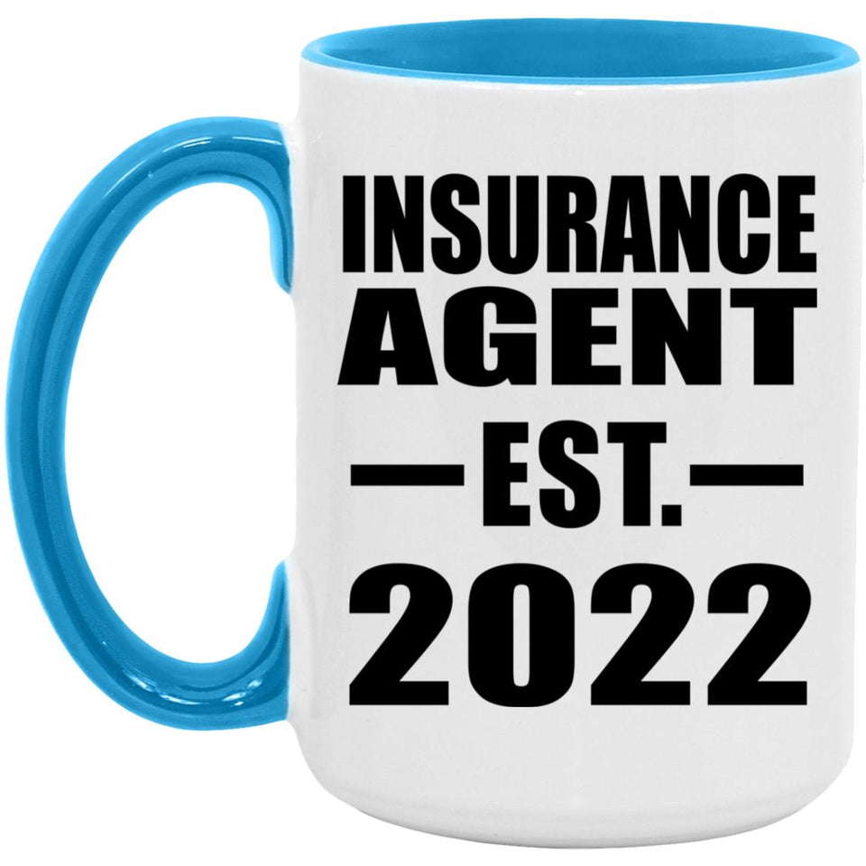Insurance Agent Established EST. 2022 - 15oz Accent Mug Blue