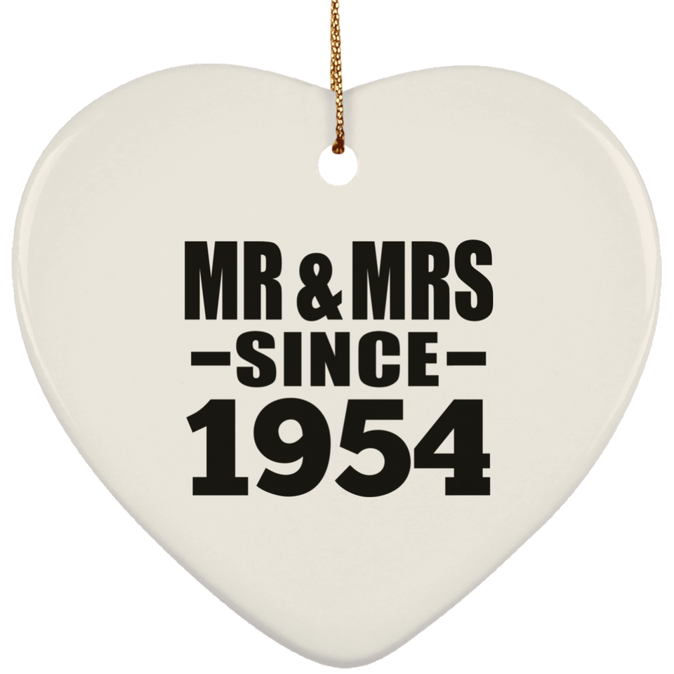 70th Anniversary Mr & Mrs Since 1954 - Heart Ornament