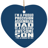 Proud Precision Assembler Dad Of Awesome Son - Heart Ornament