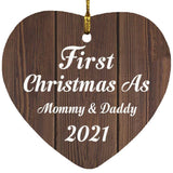 First Christmas As Mommy & Daddy 2021 - Heart Ornament D