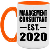 Management Consultant Established EST. 2020 - 15oz Accent Mug Orange