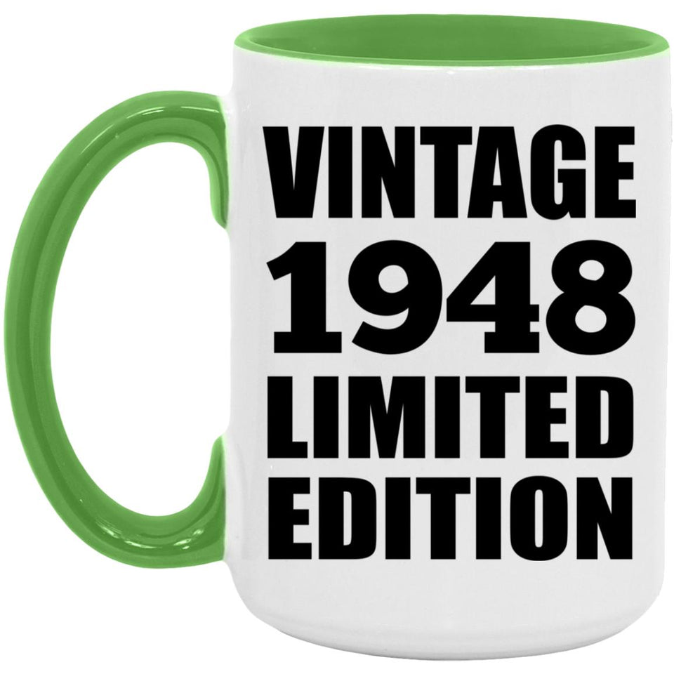 76th Birthday Vintage 1948 Limited Edition - 15oz Accent Mug Green