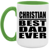 Christian Best Dad Ever - 15oz Accent Mug Green