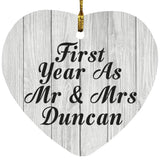First Year As Mr & Mrs Duncan - Heart Ornament F