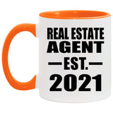 Real Estate Agent Established EST. 2021 - 11oz Accent Mug Orange