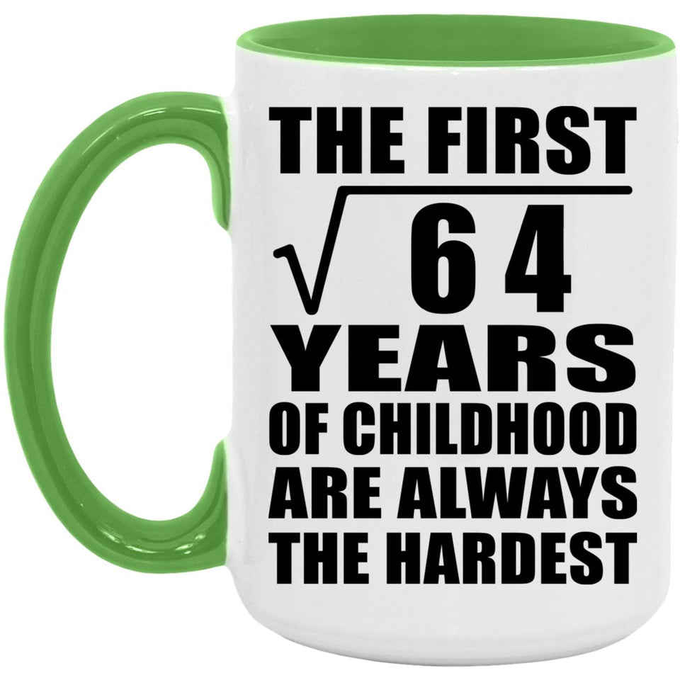 8th Birthday Square Root of 64 Years of Childhood - 15oz Accent Mug Green
