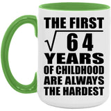 8th Birthday Square Root of 64 Years of Childhood - 15oz Accent Mug Green