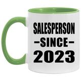 Salesperson Since 2023 - 11oz Accent Mug Green