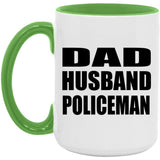 Dad Husband Policeman - 15oz Accent Mug Green