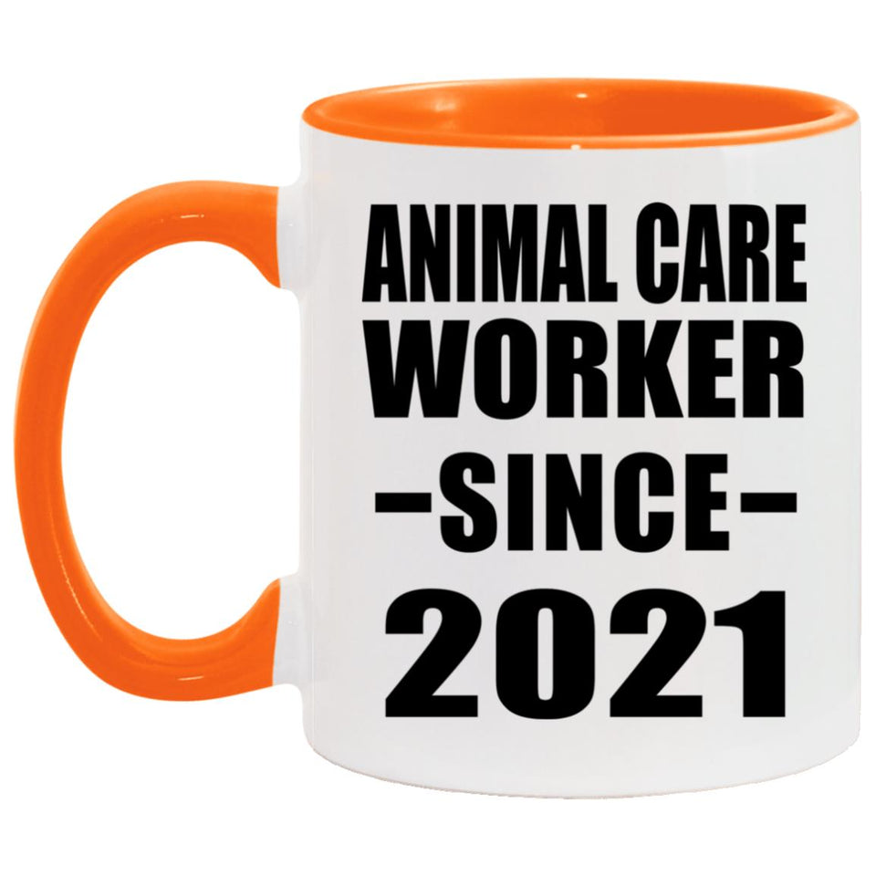 Animal Care Worker Since 2021 - 11oz Accent Mug Orange