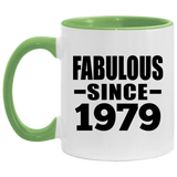 45th Birthday Fabulous Since 1979 - 11oz Accent Mug Green