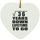 6th Anniversary Square Root of 36 Years Lifetime To Go - Heart Ornament