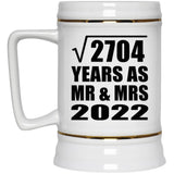 52nd Anniversary Square Root of 2704 Years As Mr & Mrs 2022 - Beer Stein