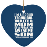 Proud Technical Writer Mom Of Awesome Son - Heart Ornament