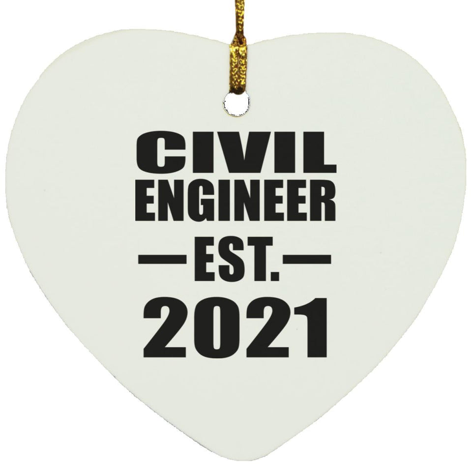 Civil Engineer Established EST. 2021 - Heart Ornament