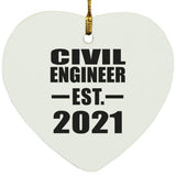Civil Engineer Established EST. 2021 - Heart Ornament