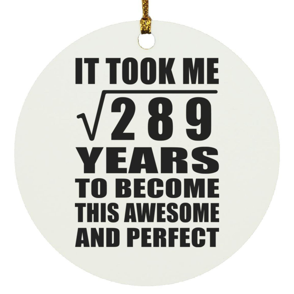 17th Birthday Took Square Root of 289 Years To Awesome - Circle Ornament