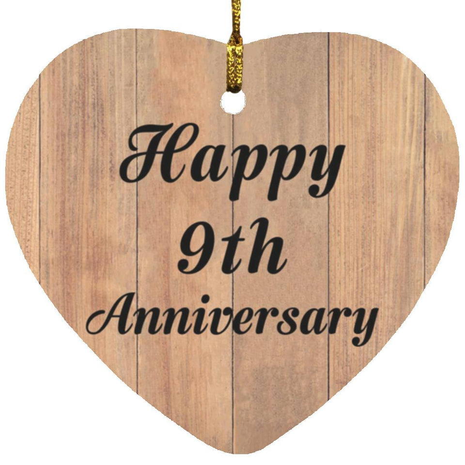 Happy 9th Anniversary - Heart Ornament C