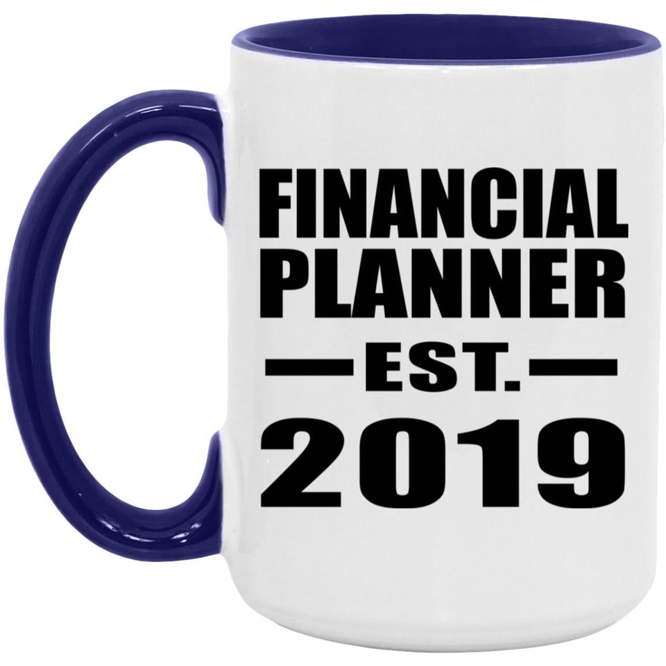 Financial Planner Established EST. 2019 - 15oz Accent Mug Purple