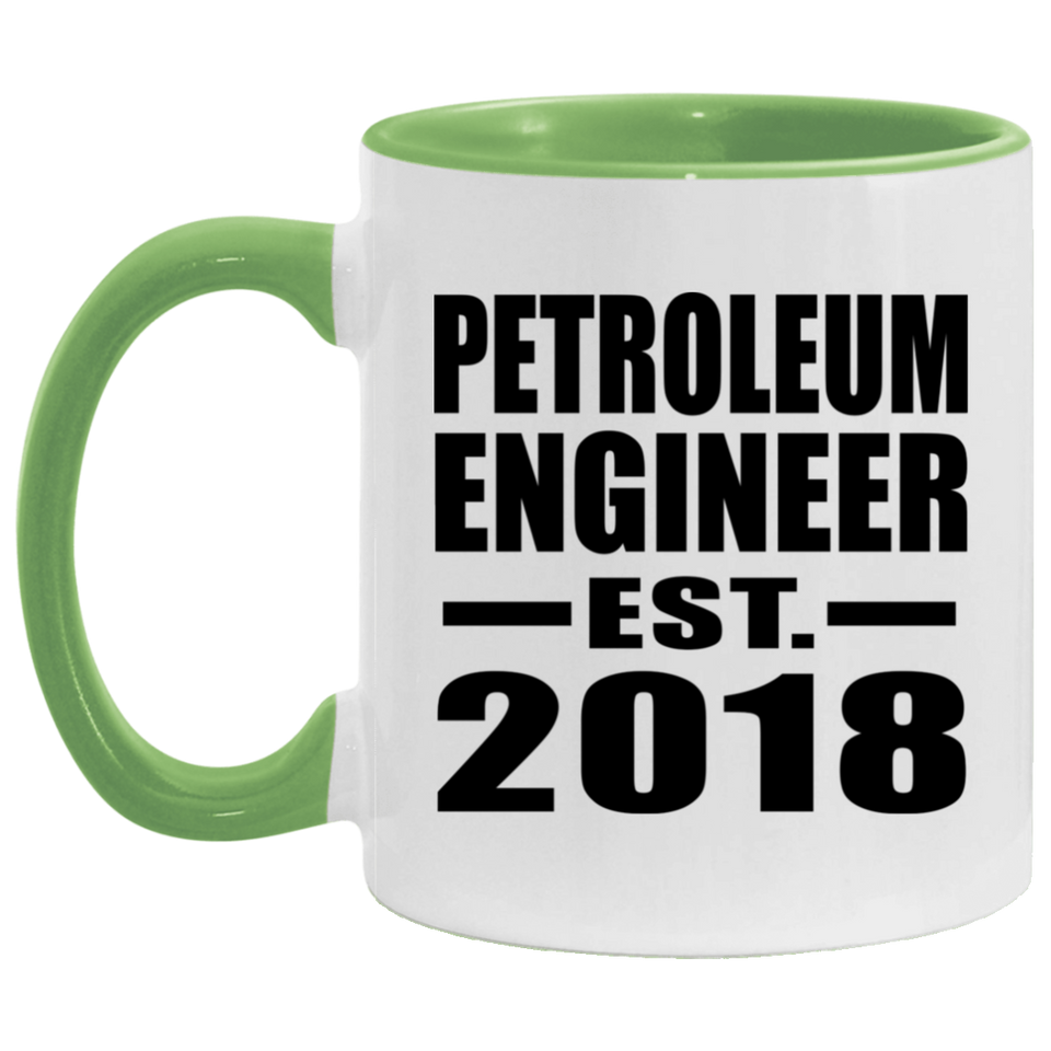 Petroleum Engineer Established EST. 2018 - 11oz Accent Mug Green
