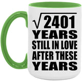 49th Anniversary Square Root of 2401 Years Still In Love - 15oz Accent Mug Green