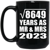 93rd Anniversary Square Root of 8649 Years As Mr & Mrs 2023 - 15oz Coffee Mug Black