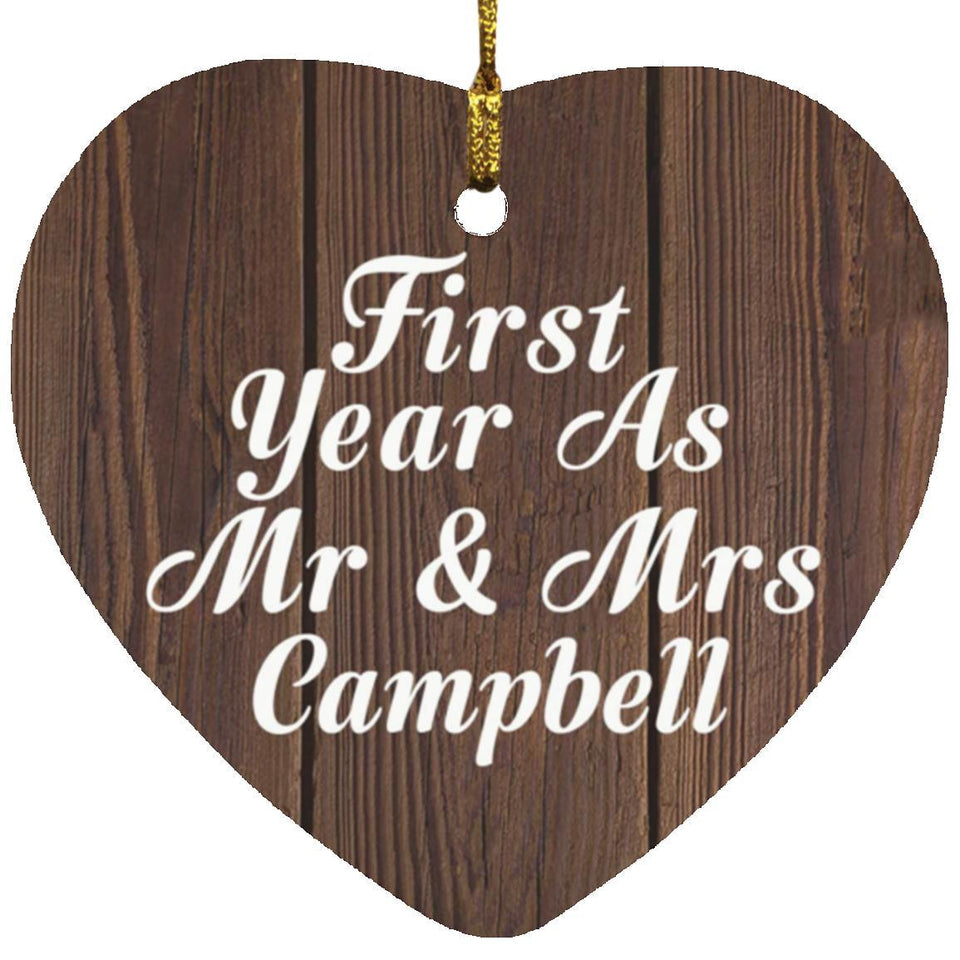 First Year As Mr & Mrs Campbell - Heart Ornament D