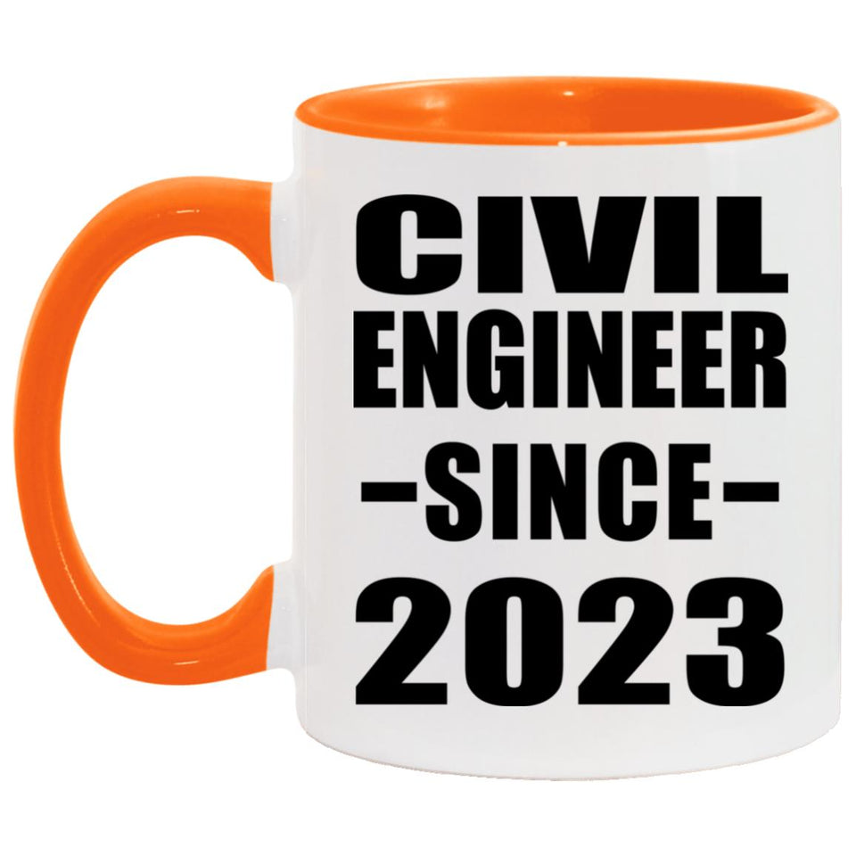 Civil Engineer Since 2023 - 11oz Accent Mug Orange