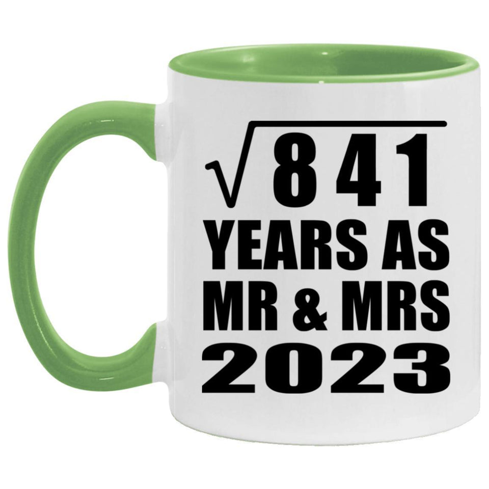 29th Anniversary Square Root of 841 Years As Mr & Mrs 2023 - 11oz Accent Mug Green