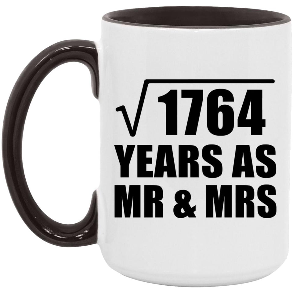 42nd Anniversary Square Root of 1764 Years As Mr & Mrs - 15oz Accent Mug Black