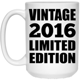 8th Birthday Vintage 2016 Limited Edition - 15oz Coffee Mug