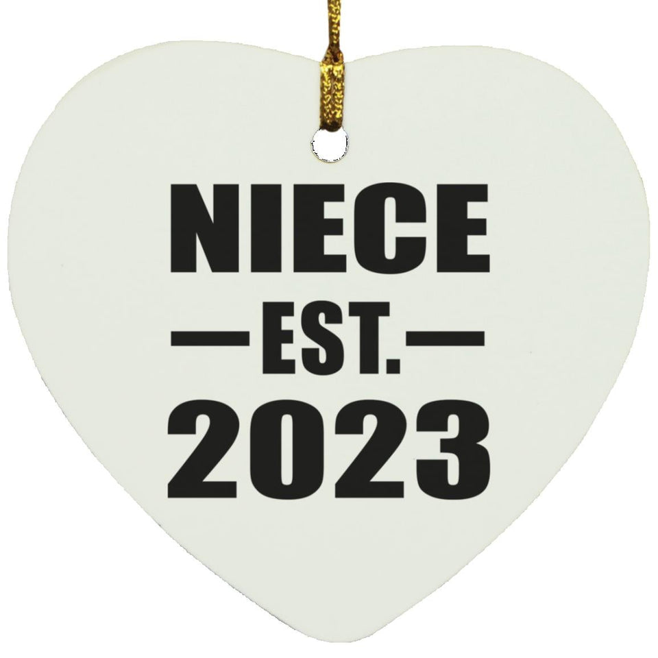 Niece Established EST. 2023 - Heart Ornament