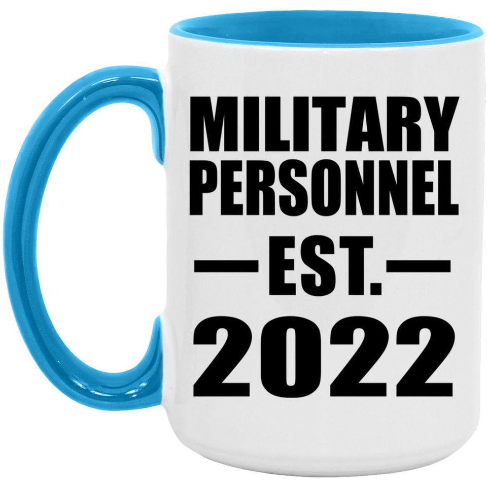 Military Personnel Established EST. 2022 - 15oz Accent Mug Blue
