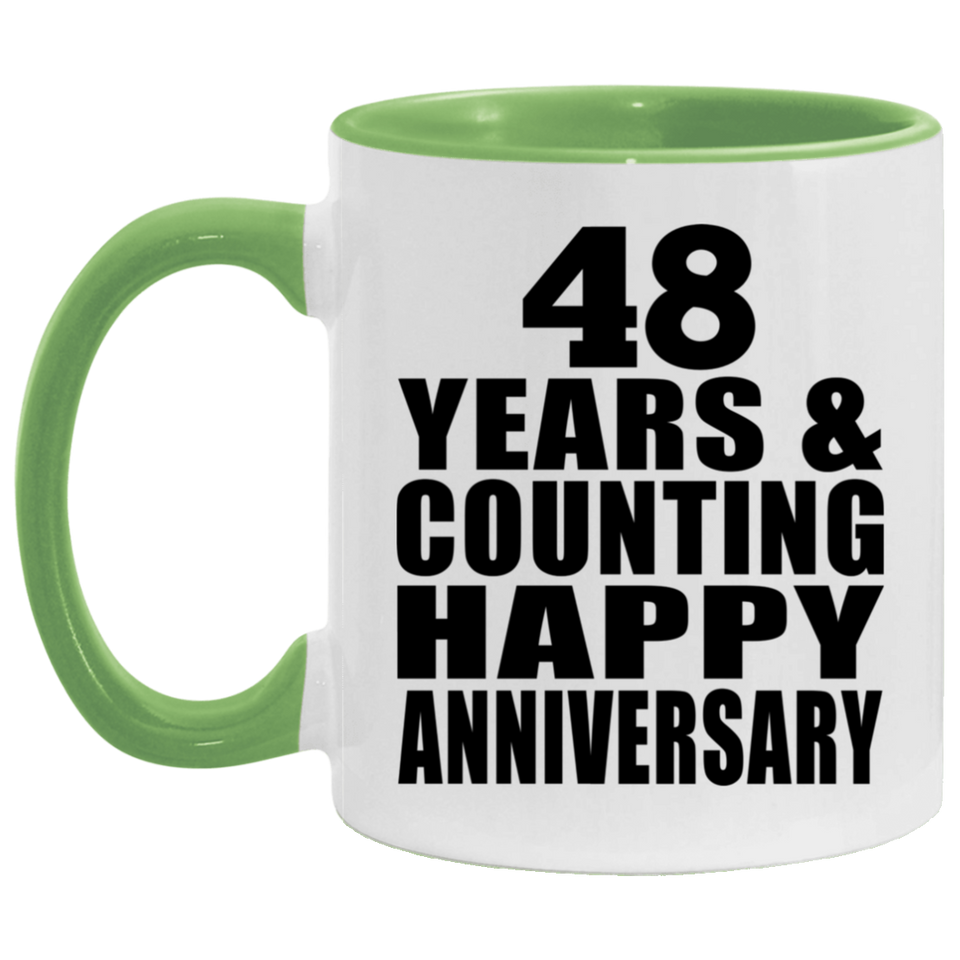 Happy 48th Anniversary 48 Years & Counting - 11oz Accent Mug Green