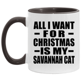 All I Want For Christmas Is My Savannah Cat - 11oz Accent Mug Black