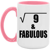3rd Birthday Square Root of 9 & Fabulous - 15oz Accent Mug Pink