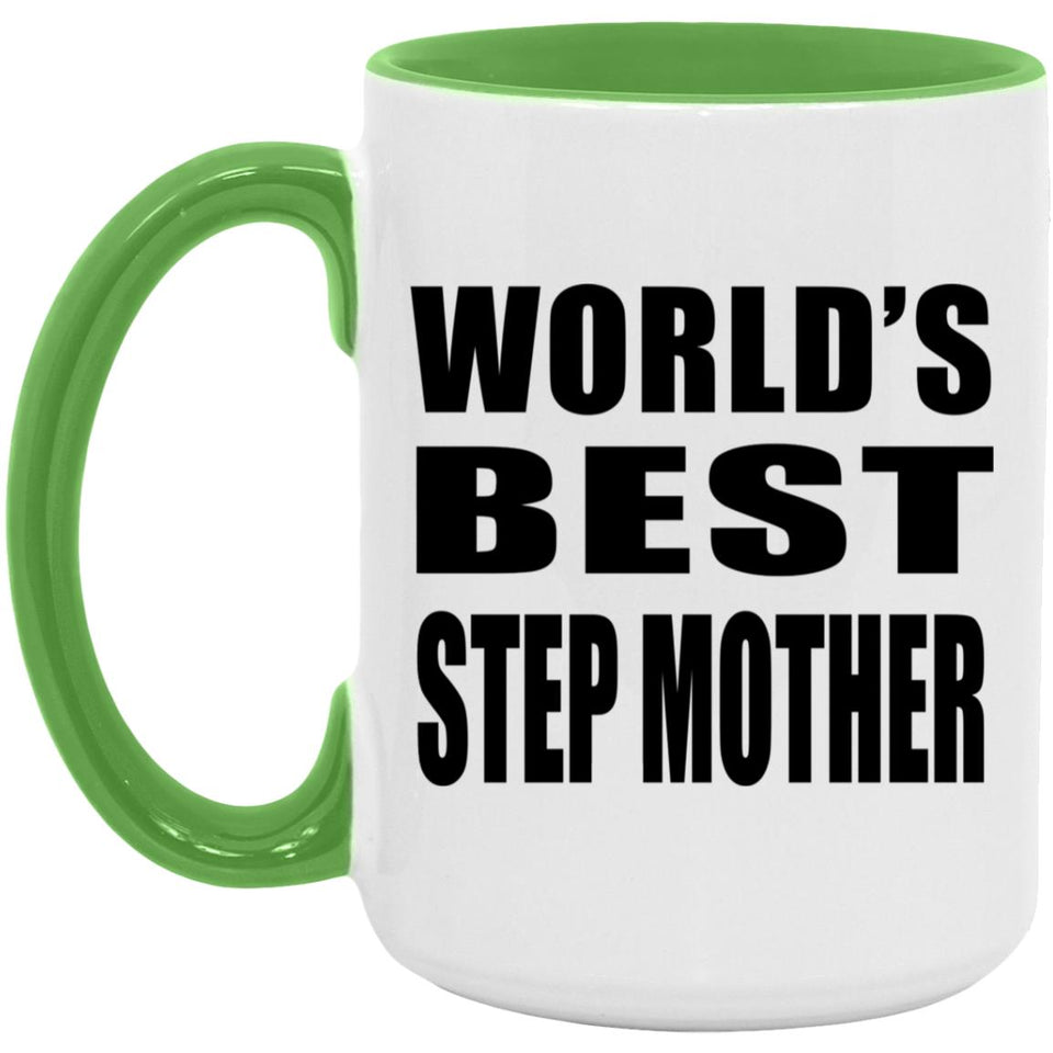 World's Best Step Mother - 15oz Accent Mug Green