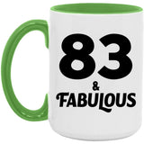 83rd Birthday 83 & Fabulous - 15oz Accent Mug Green