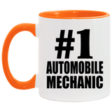 Number One #1 Automobile Mechanic - 11oz Accent Mug Orange