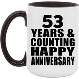 Happy 53rd Anniversary 53 Years & Counting - 15oz Accent Mug Black