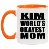 Kim World's Okayest Mom - 11oz Accent Mug Orange