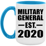 Military General Established EST. 2020 - 15oz Accent Mug Blue