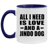 All I Need Is Love And A Jindo Dog - 11oz Accent Mug Purple