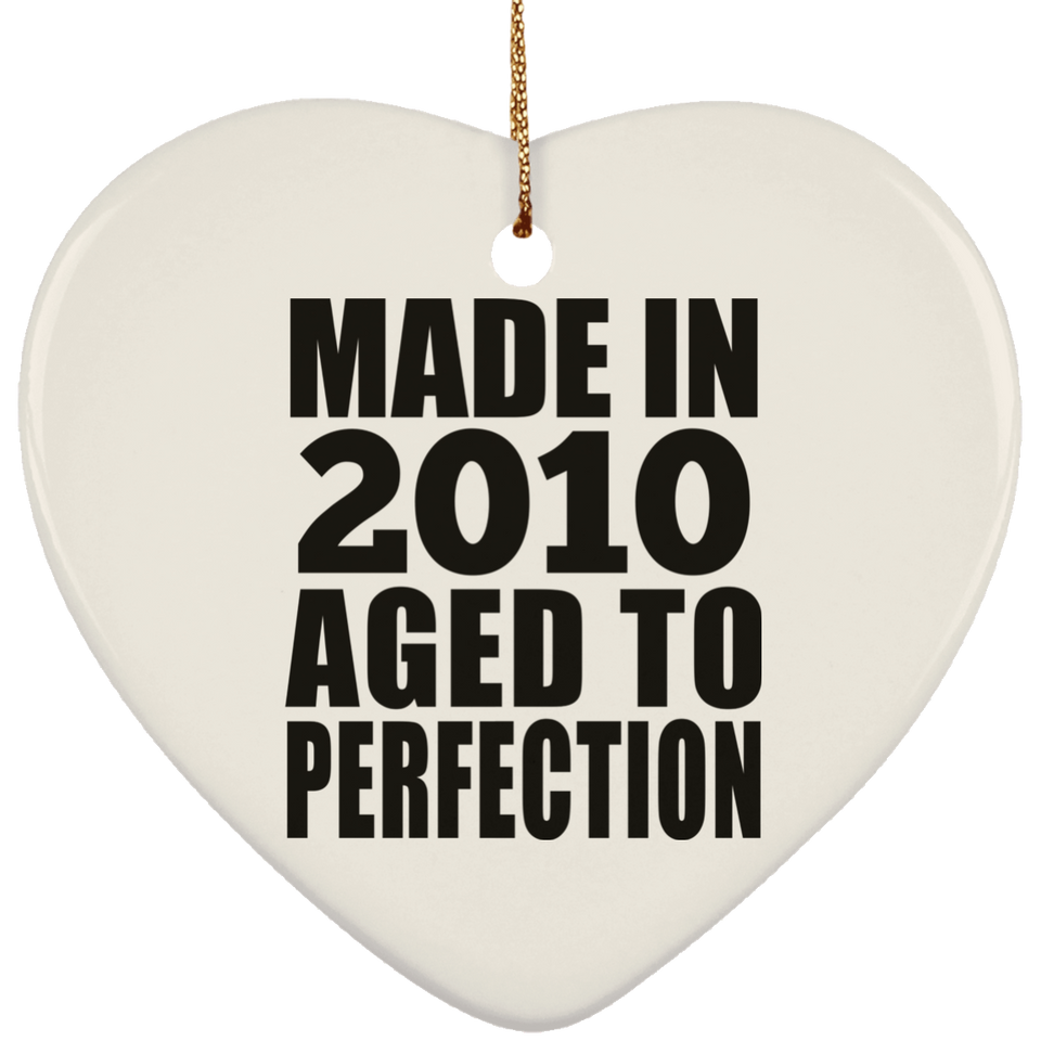 14th Birthday Made In 2010 Aged to Perfection - Heart Ornament